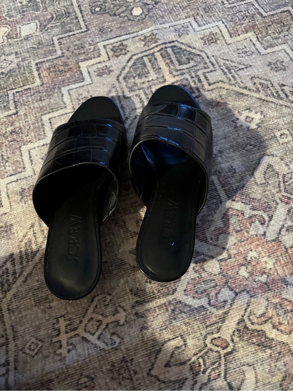 J. Crew Black Croc-Embossed size 6 Slide Mules - Picture 5 of 6